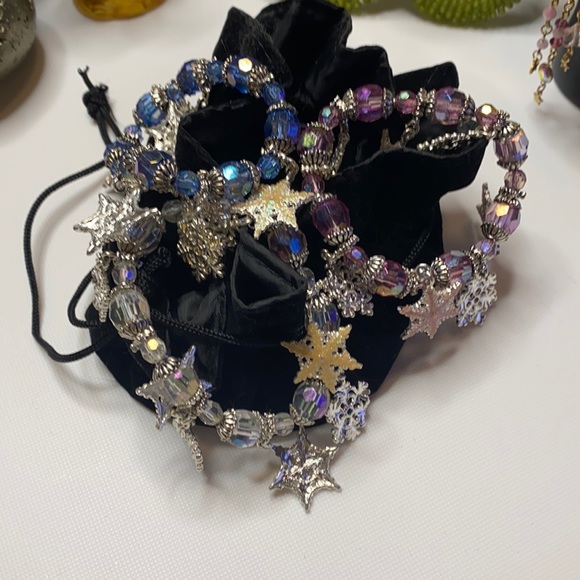 JTV Three Snowflake and Crystal Stretch Bracelets - Picture 4 of 5